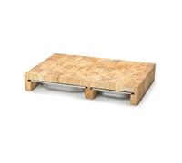 Continenta Planche à découper en Bois Multifonction avec 3 tiroirs, en Acier Inoxydable 50 x 32,5 x 8 cm, Marron