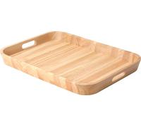 CONTINENTA Tablett, Gummibaum 46x33x4,5 cm 3280 4017167328003 Vorteilset – 2 Stück – inkl. 4 Edelstahl-Trinkhalme