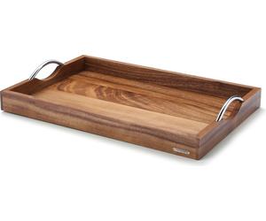 CONTINENTA Tablett mit Metallgriffen, Akazie 53x36x5 cm 4867 4017167486703 Vorteilset – 2 Stück – inkl. 4 Edelstahl-Trinkhalme