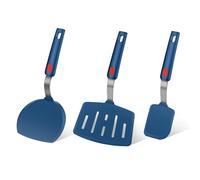 Contiup Lot de 3 spatules en silicone résistantes à la chaleur pour ustensiles de cuisine antiadhésifs, spatules à crêpes à larges fentes avec bords fins sans couture pour œuf, omelette, tranche de