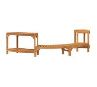 vidaXL Enceinte de Bain à remous Demi-Ronde Marron 272 x 120 x 55,5 cm, Entourage en Bois d'acacia pour Bain, Cadre extérieur Minimaliste, Spa de Jardin résistant à l'eau, protégé UV