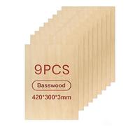 Contreplaqué 3mm en bois de tilleul, 9 plaques 420x300mm pour DIY | Panneaux bois lisses et faciles à découper, adaptés à la gravure laser, découpe CNC, modélisme, peinture et loisirs créatifs