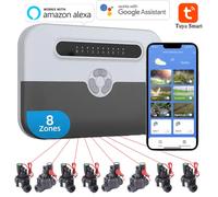 Contrôleur d'arrosage intelligent d'intérieur WiFi à 8 Stations et système d'irrigation à électrovanne, télécommande par téléphone, fonctionne avec Alexa 0.5inch4pcs