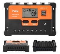 Contrôleur de Charge Solaire 30A 12V/24V Régulateur de Charge Solaire PWM Régulateur de Panneau Solaire Double Sortie USB Pour Ge