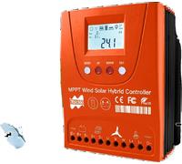 Contrôleur de vent solaire hybride, connectivité Bluetooth, écran LCD, 1500W solaire, 1500W vent, avec Bluetooth, auto 12/24V, hybride vent-solaire externe, 1500WSolar 1500Wwind, avec Bluetooth, auto 
