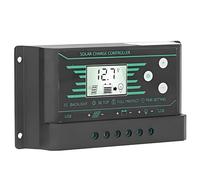 Contrôleur Solaire PWM 30A, Écran LCD Double USB 12V/24V Étanche | Régulateur de charge batterie, arrêt automatique plein, protection court-circuit, pour système éclairage lampe