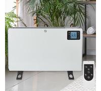 Convecteur soufflant turbo radiateur électrique thermostat réglable 3 réglages de chaleur soufflant télécommande temporisateur, métal blanc, Lxlxh 60,5x21x37,5 cm