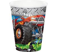 CONVER PARTY, Monster Truck Lot de 8 verres pour fête d'enfant Décoration d'anniversaire d'enfant 250 ml