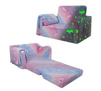 Convertible Canapé pour Enfants,Pliant Sofa Bed 2 en 1,Fauteuil Enfant 1 Place pour Filles et Garçons,Briller dans Le Noir Canapé Lit avec Couverture pour Chambre Coin Lecture Salon,Rose Licorne