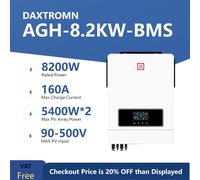 Convertisseur solaire hybride Daxtromn 10,2 kW/8,2 kW 48 V CC 2 MPPT hors réseau avec contrôleur de charge de batterie intégré 160 A AGH-10.2KW-PLUS 2MPPT Sans WIFI