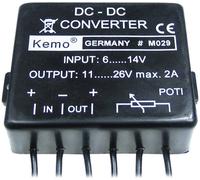 Convertisseur tension continue (kit monté) Kemo M029 Tension dentrée (plage): 6 - 14 V/DC Tension de sortie (gamme): 11 - 26 V/DC