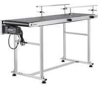 Convoyeur à bande, table de convoyeur 59 x 15,7 pouces, convoyeur à bande motorisé en acier inoxydable robuste pour applications de codage à jet d'encre, bande PVC alimentée, antistatique, vitesse rég