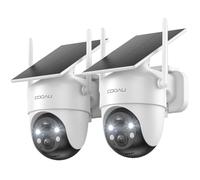 COOAU 2K Camera Surveillance WiFi Exterieure sans Fil | Caméra Solaire 3MP 360° PTZ, Wi-FI 6, Recharge Basse Luminosité, Détection PIR Intelligente, Appairage Bluetooth, 2.4 GHz, IP66, 2 Paquets