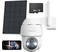 COOAU 2K solaire caméra de surveillance extérieure batterie avec PTZ, caméra IP wifi extérieur avec vision nocturne couleur , PIR détecteur de mouvement, audio 2 voies, travailler avec Alexa