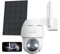 COOAU 2K Solar caméra de surveillance extérieure batterie avec PTZ, PIR détecteur de mouvement, Alexa
