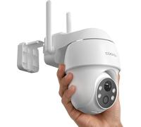 COOAU 2K Solar caméra de surveillance extérieure batterie avec PTZ, vision nocturne couleur , PIR détecteur de mouvement, audio 2 voies, Alexa