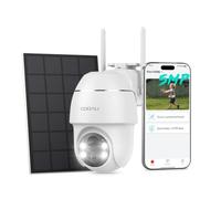 COOAU 3K Camera Surveillance Wi-Fi Extérieure sans Fil, 360° PTZ Suivi Auto | Caméra Solaire 5MP, Wi-Fi 6, Vision Nocturne Couleur, 4 LED, Détection PIR Intelligente, Alarme Sonore et Lumineuse, Alexa