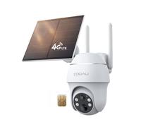 COOAU 4G LTE Camera Surveillance Extérieure sans fil - 2K 3MP Caméra Solaire sans Wi-Fi avec carte SIM | 360° PTZ | Audio bidirectionnel | Vision nocturne couleur | IP66 | Stockage local 64 Go & cloud