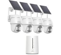 COOAU 4MP Camera Surveillance WiFi exterieure sans Fil avec Panneau Solaire - Base + 4 Caméras - 2.5K,360° Panoramique, Alexa
