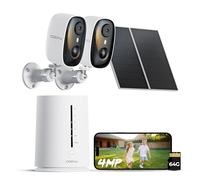 COOAU 4MP Camera Surveillance WiFi Extérieure sans Fil, Kit 2 Caméras + Base, 64 Go Stockage Local, Sans Abonnement, WiFi 6, 2.4/5GHz, Vision Nocturne Couleur 2.5K, Détection PIR, Audio Bidirectionnel