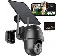 COOAU 5MP solaire caméra de surveillance extérieure batterie avec PTZ, WLAN IP caméra extérieure sans fil avec capteur PIR, vision nocturne couleur, Alexa, audio 2 voies, 32 SD