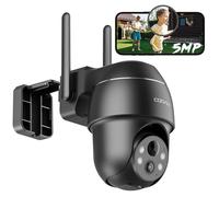 COOAU Caméra de surveillance extérieure 5MP, batterie, caméra IP sans fil WLAN avec détection PIR intelligente, vision nocturne en couleur, alarme audio et lumineuse