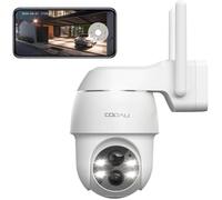 COOAU Caméra de surveillance extérieure à batterie , 2K PTZ 360°sans fil WiFi détecteur de mouvement,Vision nocturne colorée