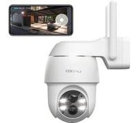 COOAU Caméra de surveillance extérieure à batterie solaire, 2K PTZ 360°sans fil WiFi détecteur de mouvement,Vision nocturne colorée