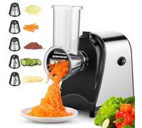 COOCHEER Coupe Légumes Électrique 250W Multifonction - Inox | Râpe à fromage électrique et robot multifonction avec 5 lames. Idéal pour pommes de terre, carottes, oignons et fromage