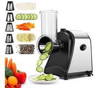 COOCHEER Coupe-Légumes Électrique 5-en-1 250W - Acier Inox | Mandoline de cuisine pro avec 5 cônes. Parfaite pour un usage quotidien : fruits, légumes et fromage