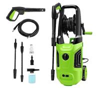 COOCHEER Nettoyeur haute pression avec enrouleur de flexible|230V 2200W |Débit max. : 460 l/h|160Bar| 5m de conduite d'eau haute pression + 5m de câble d'alimentation, Réservoir de détergent de 500 ml