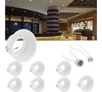 COOINJOY Lot de 8 spots encastrables GU10 MR16 - Blanc - Orientable en aluminium - Cadre rond avec douille en céramique GU10/MR16 - Spot de plafond LED pour trou de 85 mm - 220 V - Sans ampoule