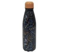 COOK CONCEPT Bouteille Isotherme Fleurie 50 cl 6h Chaud 18h Froid Noire | Acier inoxydable, isotherme, 50 cl, motif fleuri, 6h chaud 18h froid, pochon inclus, réutilisable, sorties sport, noire