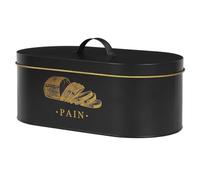 COOK CONCEPT - BT6818 Boîte à Pain Métal Noir/Doré - Design Élégant - Capacité XL pour Pains et Baguettes - Conservation Hermétique - Nettoyage Facile