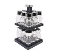COOK CONCEPT Carrousel à Épices Rotatif 16 Pots 2 Étages H29 cm Noir | Distributeur rotatif, 16 pots, 2 étages, verre et plastique, couvercles double clapets, cuisine, gain de place, 10 cl