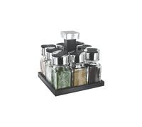Cook Concept Carrousel à épices KB5754 rotatif 8 pots verre couvercles double-clapet Noir/Gris