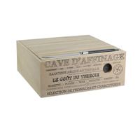 COOK CONCEPT - KA2361 Cave à Fromage et Charcuterie en Bois - Conçu pour Conservation Optimale - Couteau en Acier Inoxydable Inclus - Dimensions H10 x 25 x 25 cm - Couleur Beige et Noir