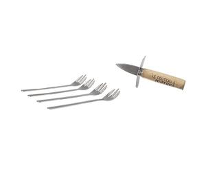 COOK CONCEPT Coffret à Huîtres Couteau et 4 Fourchettes Inox Bois | Inox et bois, coffret à huîtres, 1 couteau, 4 fourchettes, ouverture facile, idée cadeau, convivial