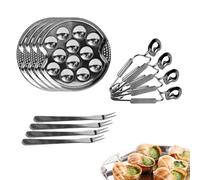 COOK CONCEPT Coffret Dégustation Escargots 12 Pièces pour 4 Personnes Gris | Inox, coffret escargots 12 pièces, 4 assiettes 4 pinces 4 fourchettes, pour 4 personnes, réutilisable, dîners festifs, gris
