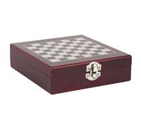 COOK CONCEPT Coffret Vin 4 Pièces avec Échiquier Bois Marron | Bois de paulownia, coffret vin 4 pièces, échiquier intégré, dégustation apéritif, idée cadeau, élégant, marron
