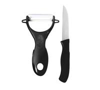 COOK CONCEPT Couteau en Céramique avec Éplucheur Lame 12,5 cm Noir Blanc | Céramique, couteau et éplucheur, lame 12,5 cm, ultra tranchant, fruits légumes, préserve les saveurs, noir blanc