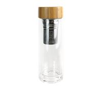 COOK CONCEPT Infuseur à Thé Double Paroi Verre et Bambou 21 cm Marron | Verre et bambou, infuseur à thé double paroi, bouchon bambou, garde au chaud, thé en vrac, élégant, marron, 21 cm