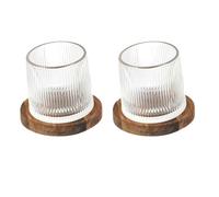 COOK CONCEPT, KA0390, Duo de Verres à Whisky en Verre Transparent avec Support en Acacia, idéal pour Cocktails et apéritifs, capacité 16 esign élégant, Taille 16 ouleur Transparent