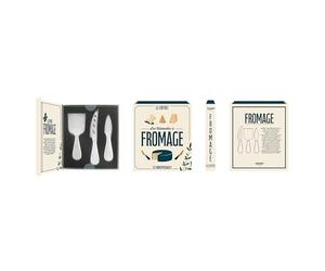 Cook Concept - KA0685 - Coffret Cadeau Fromage Cheese Book Gift Set avec 3 Couteaux en Acier Inoxydable - Idéal pour Épicuriens - Présenté dans Un Écrin Élégant - Couleur Noir - Taille Unique