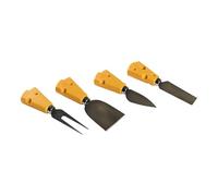 COOK CONCEPT - KA0783 - Couteau à Fromage Set de 4 Pièces - Modèle Rock Fort - Lame en Acier Inoxydable - Idéal pour Pâtes Dures et Molles - Design Élégant - Couleur Orange - Taille Standard