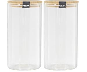 COOK CONCEPT - Ka4371 - Bocal en Verre et Bambou 1.2 L Cuisine Conservation Bocal (Lot de 2)