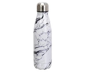 COOK CONCEPT - KA4642 Bouteille Isotherme Marbrée Réutilisable 50 onservation 6h Chaud, 18h Froid - Inox - Dimensions 6.5 x 25.5 x 6.5 cm - Blanc, Gris