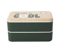 COOK CONCEPT - KA6366 Coffret Repas À Emporter 4 Pièces - Design Élégant et Pratique - Conçu pour Pique-Nique et Bureau - Accessoires Inclus - Dimensions 25 x 25 x 19 cm - Couleur Vert et Blanc