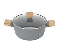 COOK CONCEPT - KC25401, Faitout en Aluminium forgé 28 cm avec revêtement antiadhésif, Design élégant et Manche Effet Bois, Conçu pour ragoûts et légumes, Gris Marron