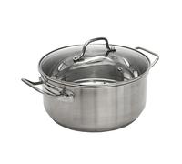 COOK CONCEPT, KC25491, Faitout en Fonte avec Couvercle en Verre, 24 cm, Idéal pour Mijotés et Ragoûts, Design Élégant Argenté, Polyvalent pour Cuisinière et Four, 24 cm Argenté